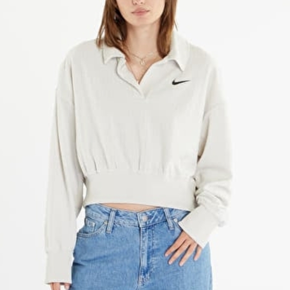 Nike XXL Velour Cropped Pullover, Bone